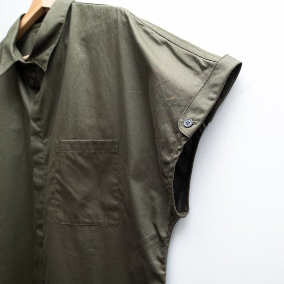 Helmut Lang Button Down Short Sleeves Tee Army Green - Picture 4 of 7